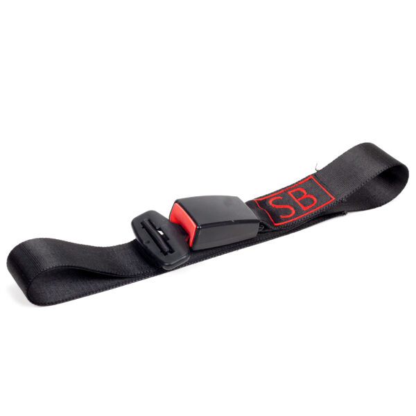 Pasek Safety Belts wykonany z samochodowych pasów bezpieczeństwa o numerze seryjnym 28.