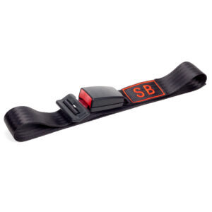 Pasek Safety Belts wykonany z samochodowych pasów bezpieczeństwa o numerze seryjnym 91.